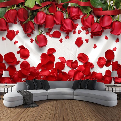 

saint valentin romantique rose paysage tapisserie art décoratif tapis rideau suspendu famille chambre salon décoration