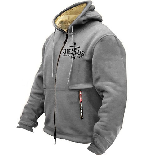 

Men's Full Zip Hoodie Jacket Brown Gray Hooded Graphic Letter Zipper Print Sports Outdoor Sports Streetwear Hot Stamping Fleece Basic Designer Casual Winter Clothing Apparel Hoodies Sweatshirts