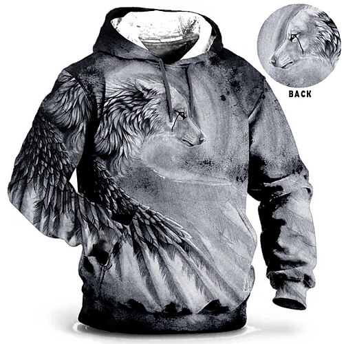 

Homme Sweat à capuche Jaune Bleu Bleu clair Gris Capuche Animal Imprimés Photos Imprimer du quotidien Des sports 3D effet basique Vêtement de rue Design Printemps Automne Vêtement Tenue Pulls