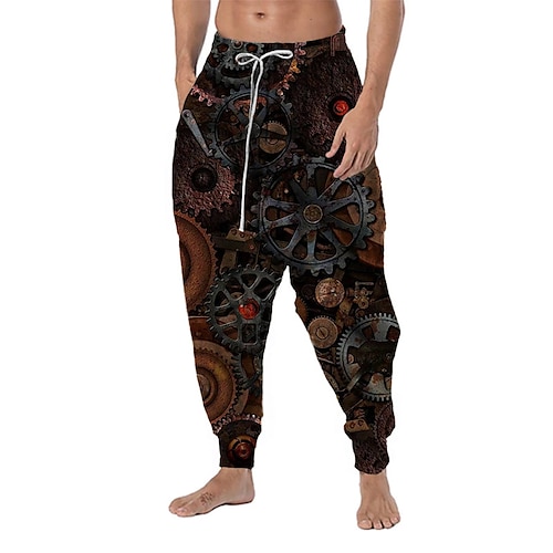 

Per uomo Pareggiatore Pantaloni Pantaloni estivi Pantaloni da spiaggia Pantaloni larghi Harem A cordoncino Vita elastica Cavallo basso Stampe astratte Parti meccaniche Comfort Morbido Informale