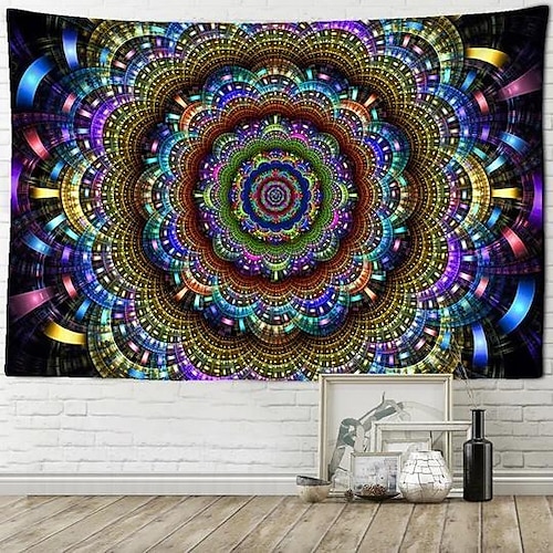 

Mandala bohemio Arco Iris pared grande tapiz arte decoración manta cortina colgante hogar dormitorio sala de estar decoración poliéster