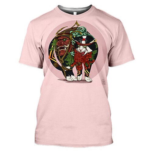 

Con animale Gatto Maglietta Anime Cartone animato Manga Classico Stile di strada Maglietta Per Per uomo Per donna Unisex Per adulto Stampa 3D 100% poliestere