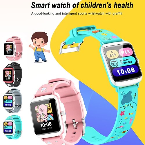 

New Children's Smartwatch Bracelet 1.3 inch Large Screen Display Heart Rate and Blood Pressure Monitoring Step Sleep Monitoring Multi Sport Mode Alarm Clock Timing Calculator Breathing Training Remote