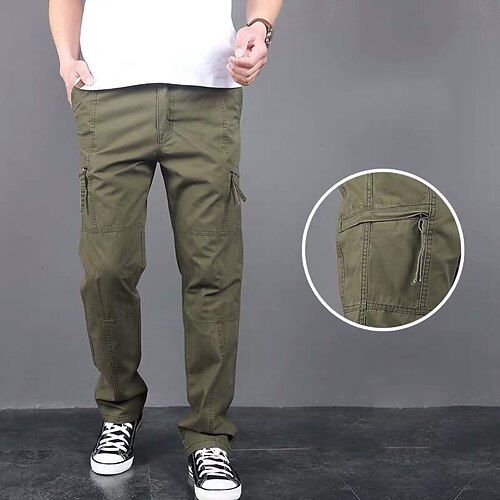 

Per uomo Pantaloni cargo Pantaloni Tasca con cerniera Gamba dritta Liscio Comfort Indossabile Informale Giornaliero Abbigliamento di strada 100% cotone Moda Classico Verde militare Nero