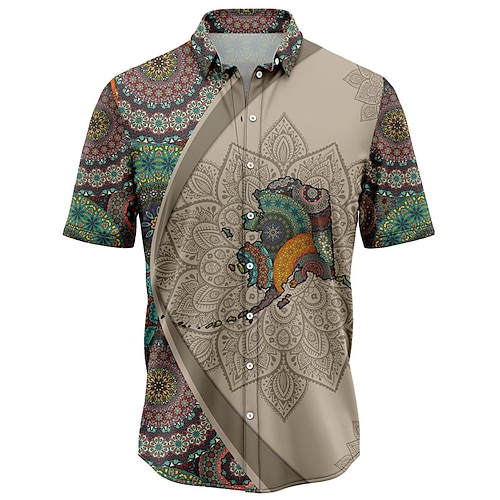 

Men's Shirt Summer Hawaiian Shirt Floral Graphic Prints Vintage Turndown Khaki Street Casual Short Sleeves Button-Down Print Clothing Apparel Tropical Fashion Hawaiian Designer