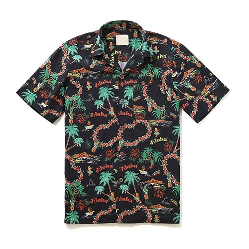 

Men's Shirt Coconut Tree Tropical Graphic Prints Turndown Black 3D Print Casual Going out Short Sleeves Button-Down Print Clothing Apparel Tropical Designer Casual Hawaiian