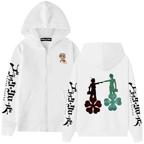 

Inspired by Black Clover Asta Anime Cartoon Manga Anime Front Pocket Graphic Outerwear For Men's Women's Unisex Adults' Hot Stamping 100% Polyester Street Daily
