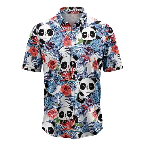 

Homme Chemise Chemise hawaïenne Panda Imprimés Photos Feuilles Col rabattu Bleu Plein Air Casual Manches courtes Bouton bas Imprimer Vêtement Tenue Tropique Mode Hawaïen Design