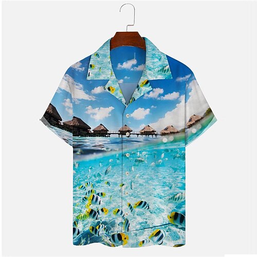 

Men's Shirt Summer Hawaiian Shirt ocean Graphic Prints Turndown Outdoor Street Short Sleeves Button-Down Print Clothing Apparel Tropical Fashion Designer Hawaiian