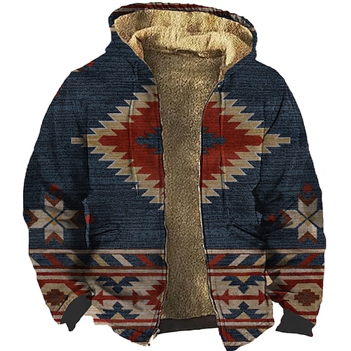 

Men's Full Zip Hoodie Jacket Blue Hooded Bohemian Style Graphic Prints Zipper Print Sports Outdoor Daily Sports 3D Print Fleece Streetwear Designer Casual Winter Clothing Apparel Hoodies