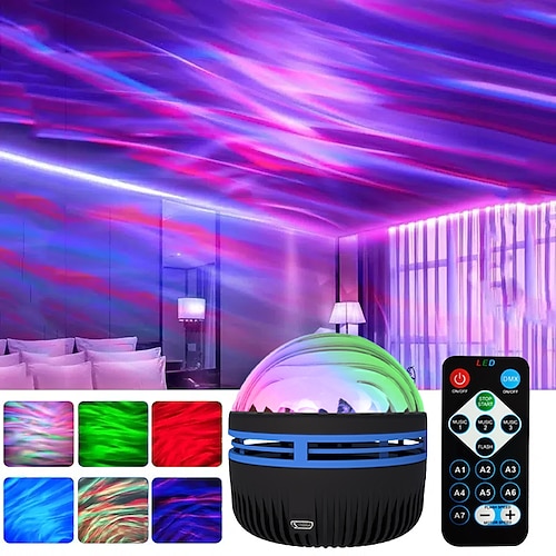 

Starry Projector Light With 7 Color Patterns Remote Control Multifunctional Polar Projector Night Light For Bedroom Atmosphere