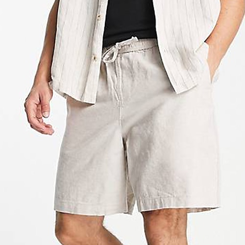 

Herren Shorts Kurze Hosen Leinenshorts Kurze Hosen Sommer-Shorts Tasche Kordelzug Elastische Taille Glatt Komfort Atmungsaktiv Kurz Casual Festtage Ausgehen Leinen / Baumwoll Mischung Modisch