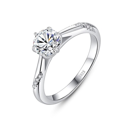 

Fede Matrimonio Classico Argento Argento sterling S925 Prezioso Moda Semplice 1 pc Moissanite