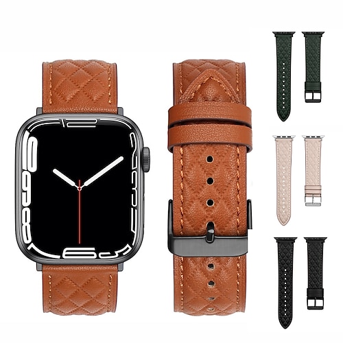 

Compatible avec Bracelet Apple Watch 38mm 40mm 41mm 42mm 44mm 45mm 49mm Luxe Ajustable Respirable Vrai Cuir Bracelet de remplacement pour iwatch Série Ultra 8 7 6 5 4 3 2 1 SE