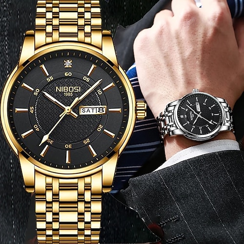 

NIBOSI Fashion Business Quartz Watch Men's Waterproof Retro Clock Male Watch Calm Atmosphere Stainless Steel Wrist Watch
