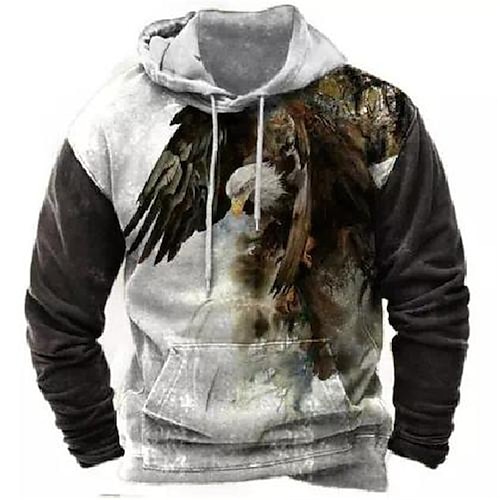 

Hombre Sudadera Con Capucha Gris Con Capucha Animal Estampados Águila Estampado Diario Deportes Impresión 3D Básico Ropa de calle Design Primavera Otoño Ropa Sudaderas con capucha Sudaderas