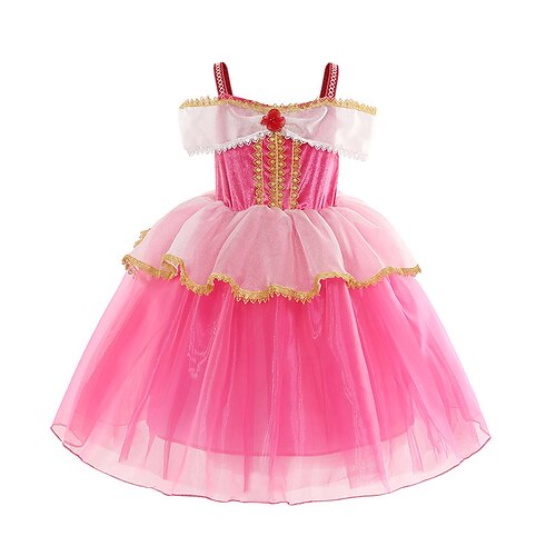 

Sleeping Beauty Fairytale Princess Aurora Flower Girl Dress Theme Party Costume Tulle Dresses Girls' Movie Cosplay Cosplay Halloween Rosy Pink Dress Halloween Carnival Masquerade Polyester