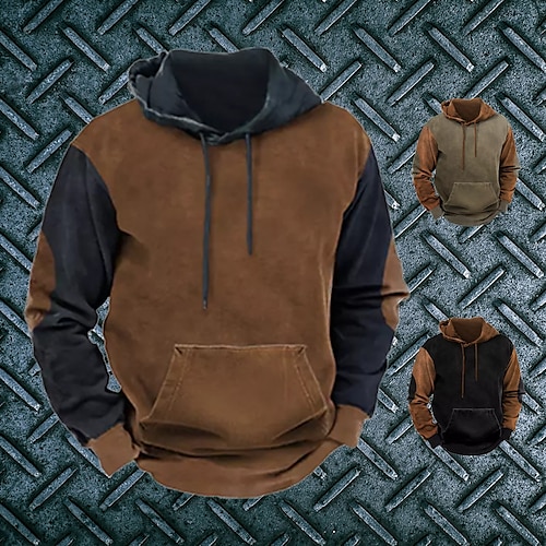 

Hombre Sudadera Con Capucha Negro Marrón Marrón 2 Con Capucha Bloque de color Estampados Estampado Diario Deportes Impresión 3D Básico Ropa de calle Design Primavera Otoño Ropa Sudaderas con capucha