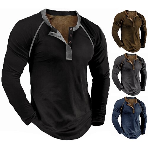 

Men's Henley Shirt Plain Henley Street Sports Long Sleeve Button-Down Clothing Apparel Basic Designer Casual Comfortable