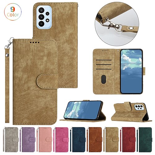 

teléfono Funda Para Samsung galaxia Tarjetas billetera S23 S22 S21 S20 Plus Ultra A73 A53 A33 A32 A72 A52 A42 Note 20 Ultra S10 S10 Plus A71 Galaxy A41 Galaxy A22 5G Cartera con correa de muñeca