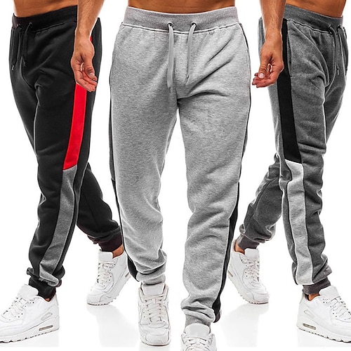 

Herre Joggingbukser Bukser Lomme Snørelukning Elastisk Talje Farveblok Komfort udendørs Daglig I-byen-tøj Sport Mode Sort Mørkegrå