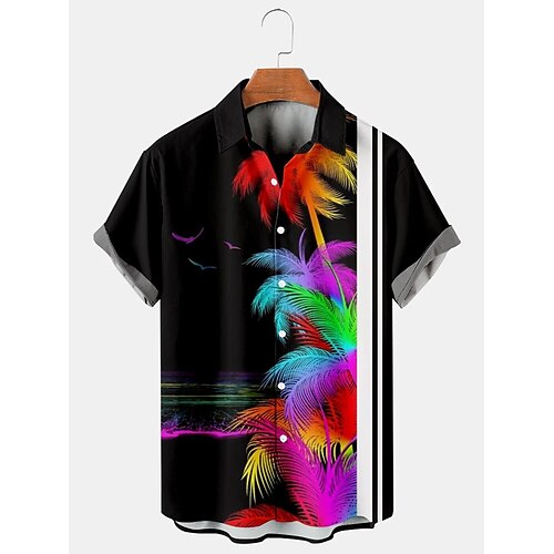 

Men's Shirt Coconut Tree Graphic Prints Turndown Green Black Purple Brown Navy Blue 3D Print Outdoor Street Short Sleeves Button-Down Print Clothing Apparel Tropical Fashion Designer Casual