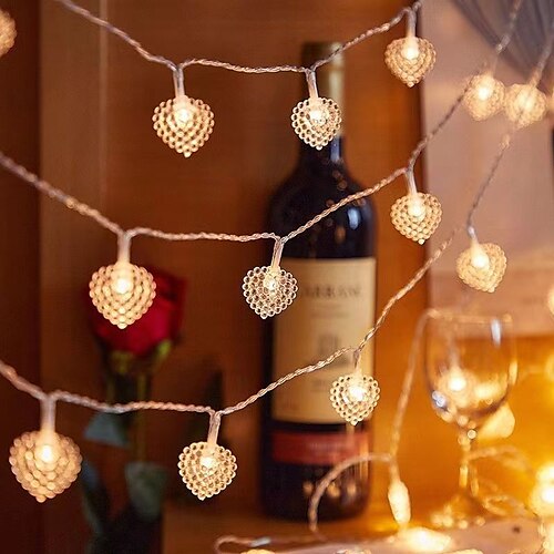 

Valentine's Day Decor Fairy String Lights 6m-40LEDs 3m-20LEDs 1.5m-10LEDs Battery Powered LED Heart String Lights Wedding Holiday Party Decoration