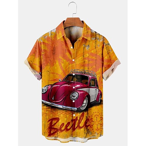 

Per uomo Camicia Camicie hawaiane vintage Alfabetico Auto Stampe astratte Collo ripiegabile Arancione Stampa 3D Esterno Giornaliero Maniche corte Bottone giù Stampa Abbigliamento Sportivo Di tendenza