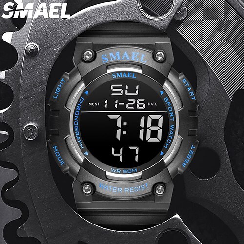 

SMAEL Men's Sports Watch Gold Wristwatches With 50M Waterproof LED Back Light Clock Alarm Sport Bracelet 1539 Digital Watches