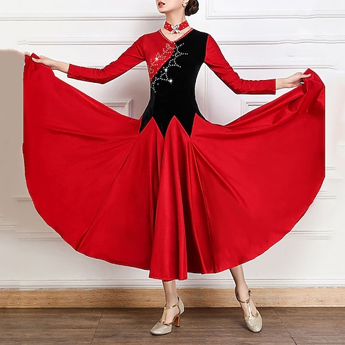 

Ballroom-dans Kjole Tvinning Krystall / Rhinestone Dame Ytelse Trening Langermet Spandex