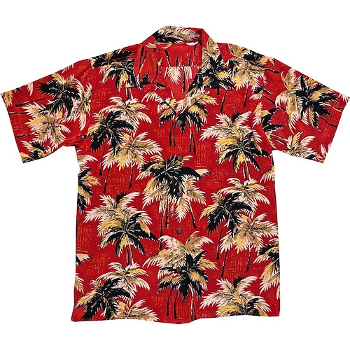 

Men's Shirt Coconut Tree Graphic Prints Turndown Red 3D Print Casual Going out Short Sleeves Button-Down Print Clothing Apparel Tropical Designer Casual Hawaiian