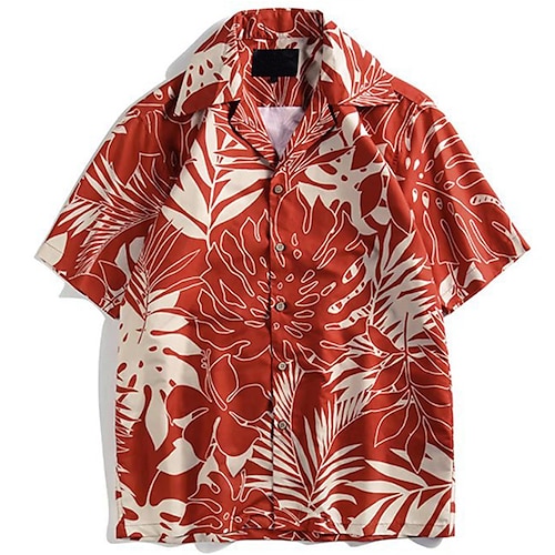 

Herre Hawaii skjorte Button Up skjorte Sommer skjorte Casual skjorte Strandtrøje Lys Lyserød Sort Hvid Lyserød Vin Kortærmet Grafiske tryk Blomster og Planter Aftæpning Gade Ferie Tøj Tropisk