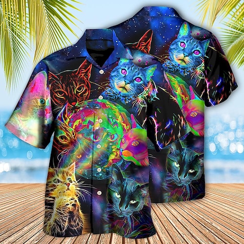 

Men's Shirt Summer Hawaiian Shirt Animal Car Graphic Prints Turndown Purple Casual Holiday Short Sleeve Button-Down Print Clothing Apparel Tropical Fashion Hawaiian Soft