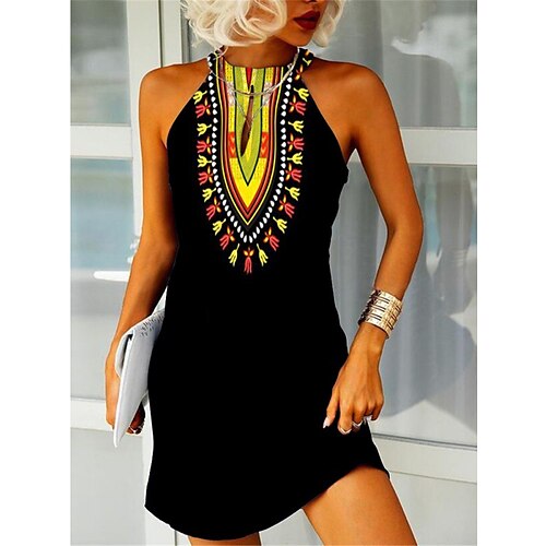 

Mulheres Vestido casual Vestido de turno Vestido midi Preto Azul Marinha Verde Sem Manga Geométrica Imprimir Inverno Outono Primavera Nadador Moda Diário Ajuste Largo 2023 S M L XL XXL 3XL
