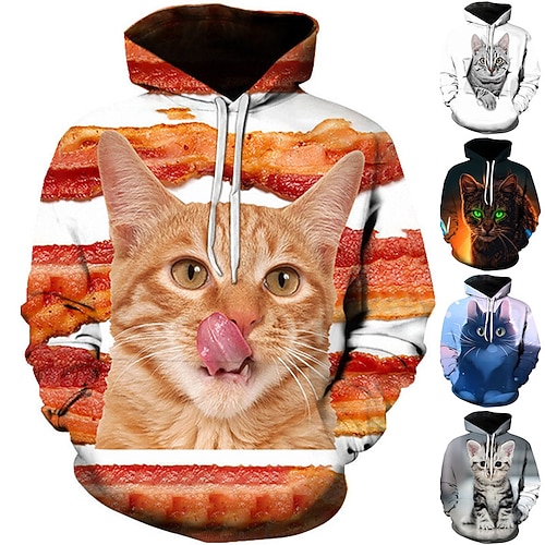 

Inspired by Animal Cat Hoodie Cartoon Manga Anime Front Pocket Graphic Hoodie For Men's Women's Unisex Adults' 3D Print 100% Polyester