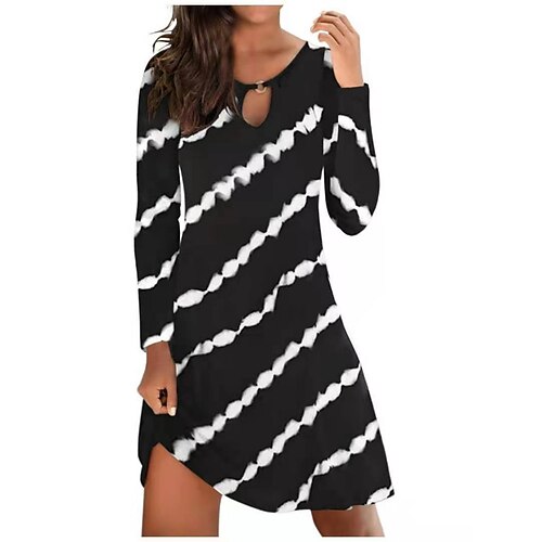 

Women's Casual Dress T Shirt Dress Tee Dress Mini Dress Black White Wine Long Sleeve Graphic Cut Out Summer Spring Crew Neck Classic 2023 S M L XL 2XL 3XL 4XL 5XL