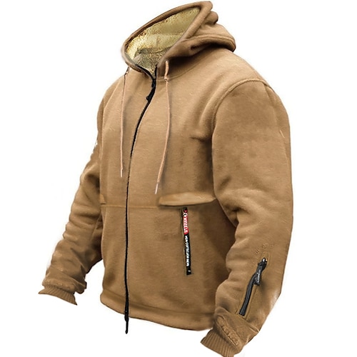 

Men's Full Zip Hoodie Jacket Brown Gray Hooded Plain Zipper Print Sports Outdoor Sports Streetwear Hot Stamping Fleece Basic Designer Casual Winter Clothing Apparel Hoodies Sweatshirts Long Sleeve