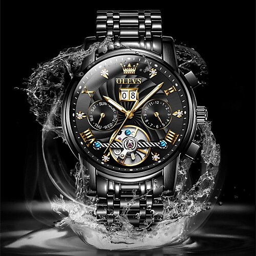 

orologi da uomo di marca olevs calendario tourbillon luminoso orologio meccanico automatico impermeabile affari orologi da uomo sportivi multifunzionali