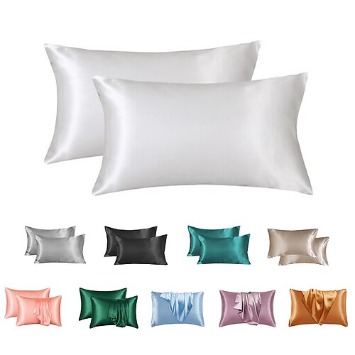 

Satin Pillowcase for Hair and Skin 2 Pack Silky Satin Pillow Cases No Zipper Pillow Covers with Envelope Closure