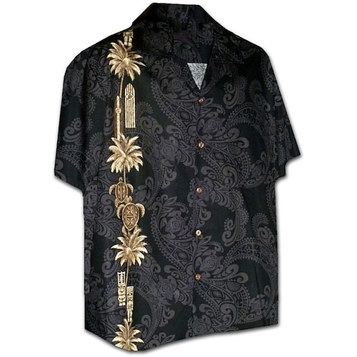 

Herren Hemd Blumen Kokosnussbaum Grafik-Drucke Umlegekragen Schwarz 3D-Druck Casual Festtage Kurzarm Button-Down Bedruckt Bekleidung Tropisch Modisch Hawaiianisch Weich