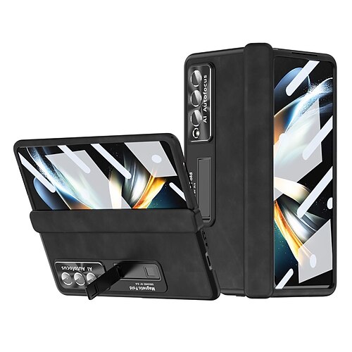 

Phone Case For Samsung Galaxy Flip Z Fold 4 Z Fold 3 Pencil Holder with Stand Flip Solid Colored TPU PC