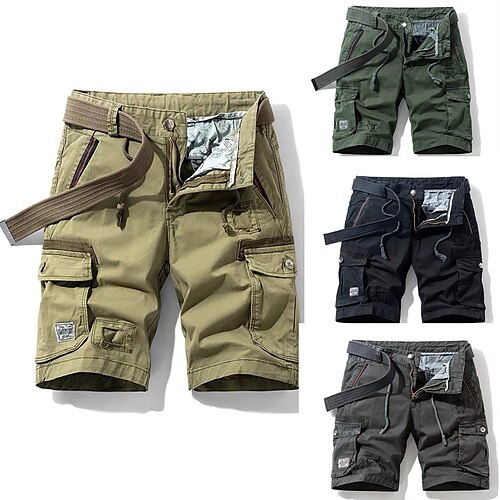 

Herre Shorts med lommer Shorts Trekking-shorts Multi lomme Vanlig Komfort Påførelig Korte Afslappet Daglig Streetwear 100 % bomuld Stilfuld Klassisk Stil Militærgrøn Sort