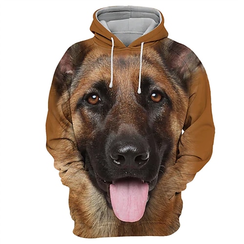 

Homme Sweat à capuche Marron Capuche Chien Imprimés Photos Imprimer du quotidien Des sports 3D effet basique Vêtement de rue Design Printemps Automne Vêtement Tenue Pulls Capuche Pulls molletonnés