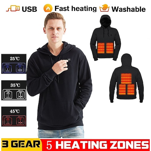 

5v usb нагревательный свитер 5-зонный нагревательный утолщенный термокуртка открытый нагревательный свитер с капюшоном