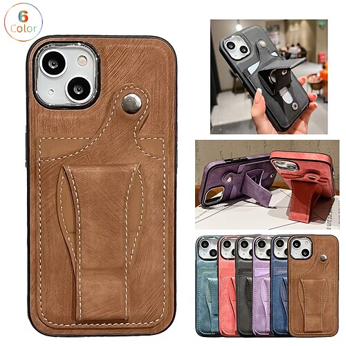 

Phone Case For Apple Back Cover iPhone 14 Pro Max 13 12 11 Pro Max Mini X XR XS 8 7 Plus with Stand Plating Full Body Protective Solid Colored TPU PU Leather