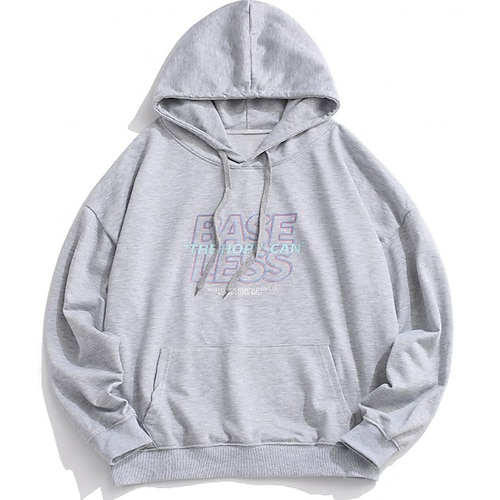 

Men's Hoodie Black Gray Hooded Letter Lace up Pocket Holiday Going out Streetwear Cool Casual Winter Spring Fall Clothing Apparel Hoodies Sweatshirts