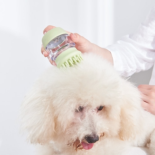 

Dog Cat Brushes Cleaning Silica Gel Brush Dog Clean Supply Massage Soft Durable Easy to Use Pet Grooming Supplies Green