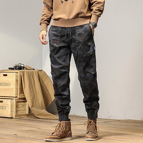 

Per uomo Pantaloni cargo Pantaloni Multi tasca Gamba dritta Mimetico Comfort Indossabile Ufficio Giornaliero Streetwear Informale Verde militare Cachi Media elasticità