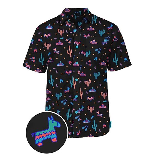 

Men's Shirt Cactus Plants Graphic Prints Turndown Black 3D Print Outdoor Street Short Sleeves Button-Down Print Clothing Apparel Fashion Designer Casual Soft