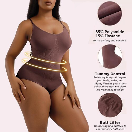 Bodysuit Shapewear For Women Tummy Control One Piece Body Shaper Slimmer, Firm  Body, Without Bra(black/skin)